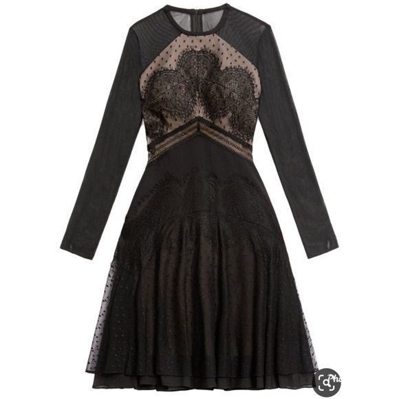 Three Floor-  Carola Dress in Black & Nude - Picture 3 of 9
